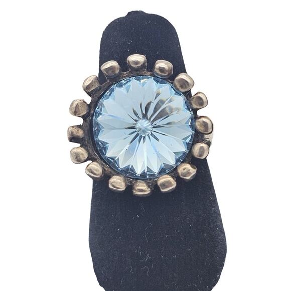 avant garde Jewelry - Vtg Avant Garde Sterling Silver Blue Stone Cocktail Ring Size 5.5 Signed